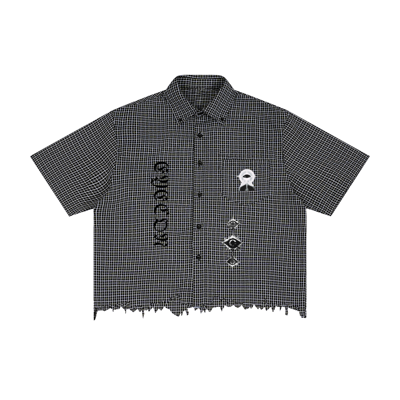 Unisex Distressed Plaid Boxy Shirt