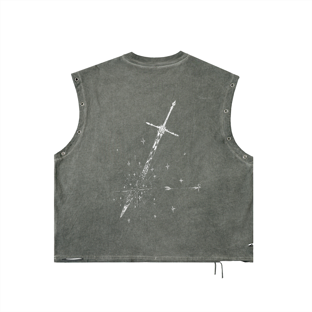 Distressed Grommet Eyelet Tank Top