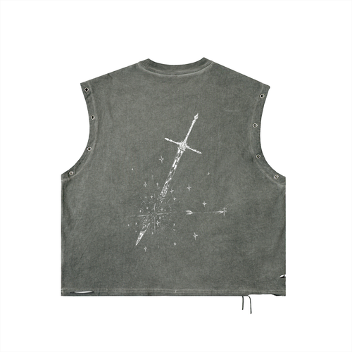 Distressed Grommet Eyelet Tank Top