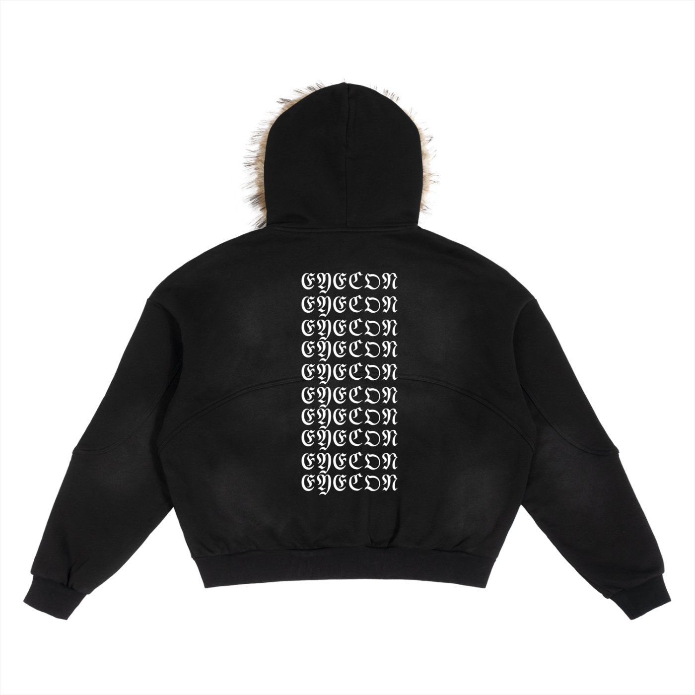 Sun Fade Boxy Detachable Fur Hoodie