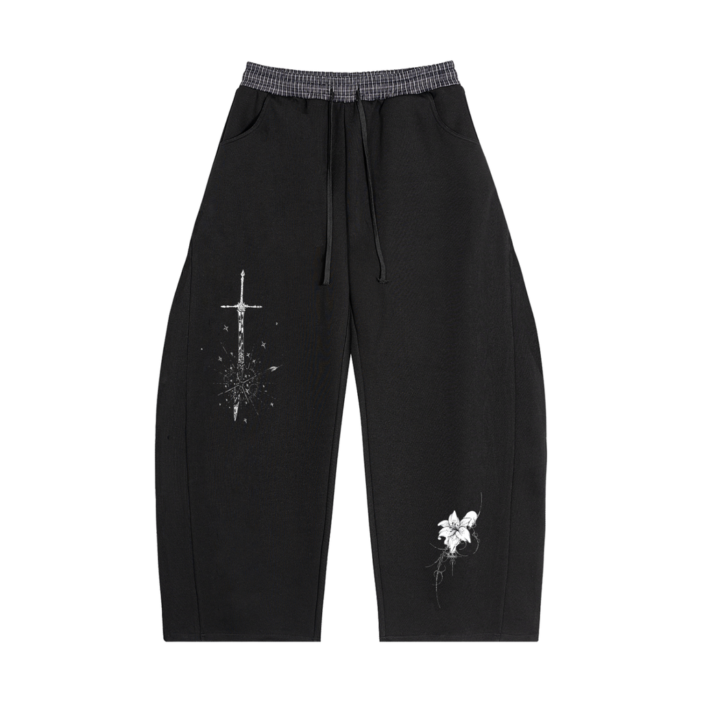 Plaid Waistband Barrel Sweatpants