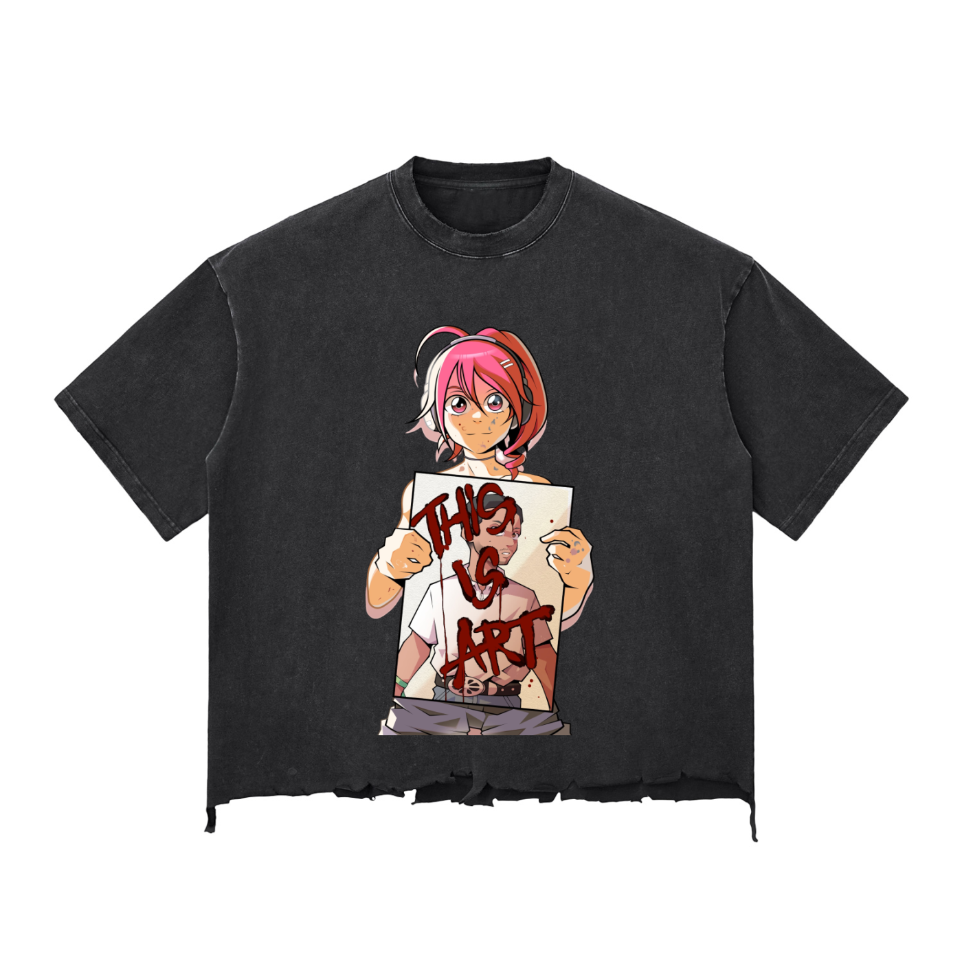 Snow Wash Raw-Hem Boxy T-shirt