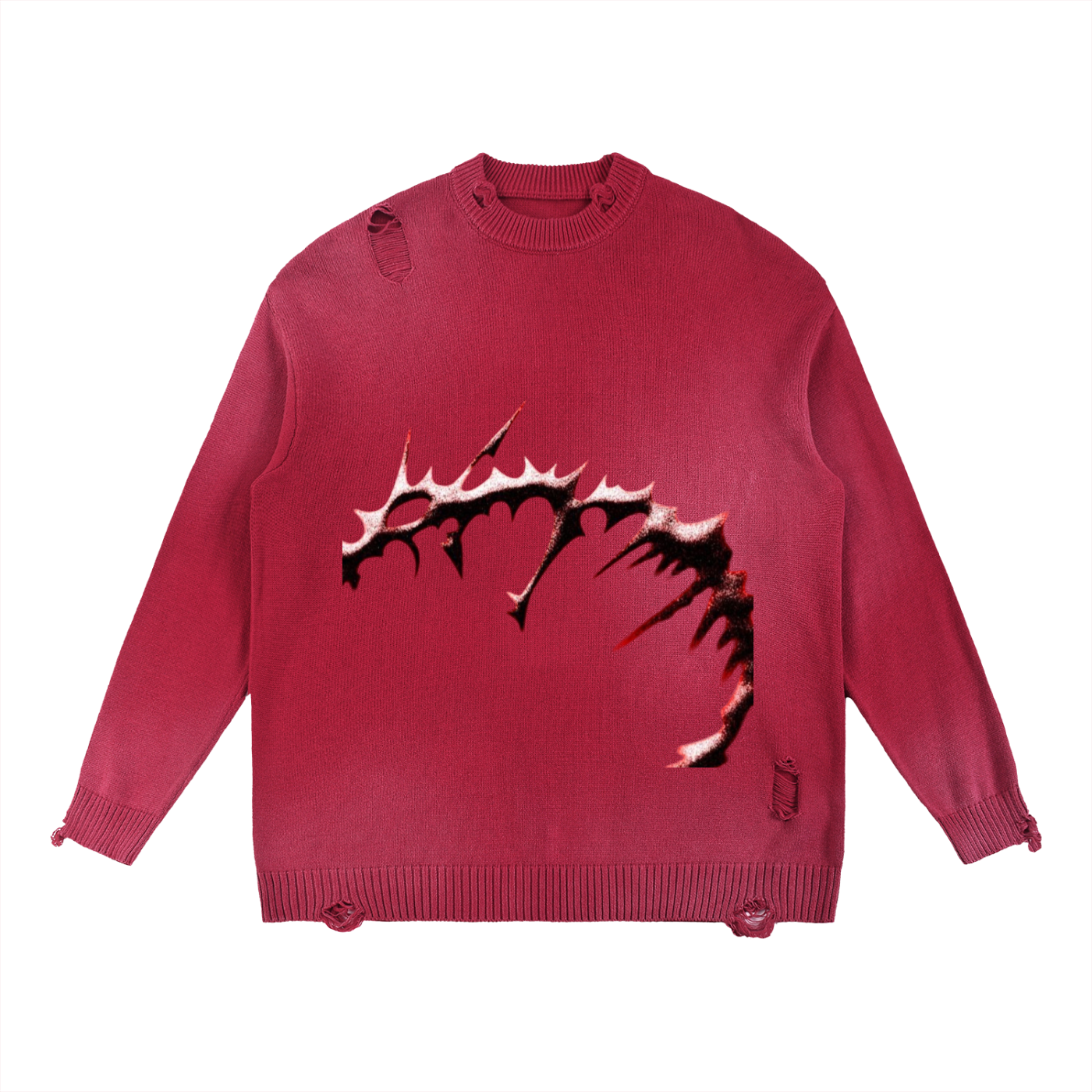 Sun Fade Distressed Ripped Crewneck sweater