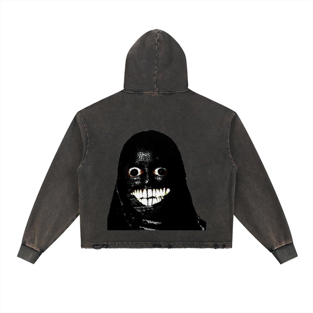 Vintage Washed Frayed-Hem Hoodie