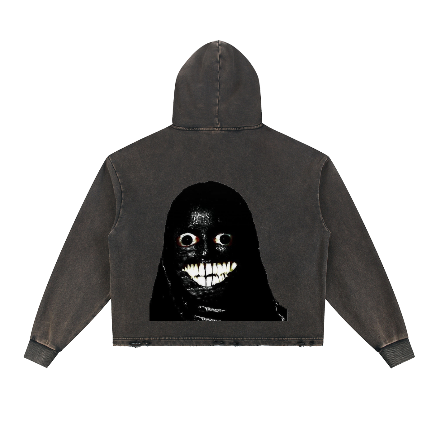 Vintage Washed Frayed-Hem Hoodie