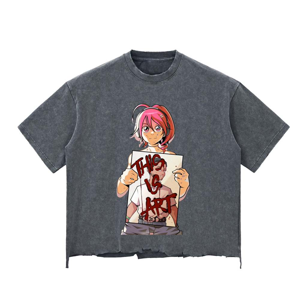 Snow Wash Raw-Hem Boxy T-shirt