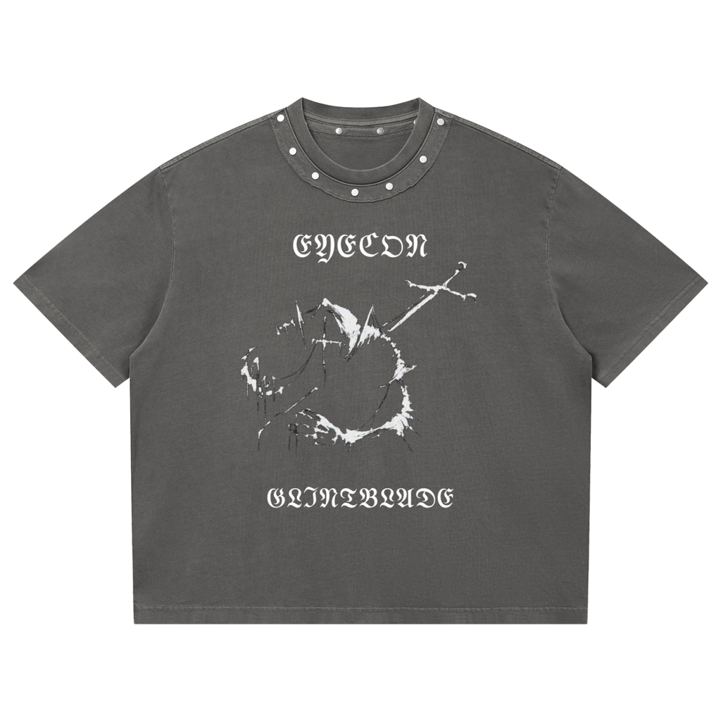 Unisex Washed Boxy Studded T-Shirt