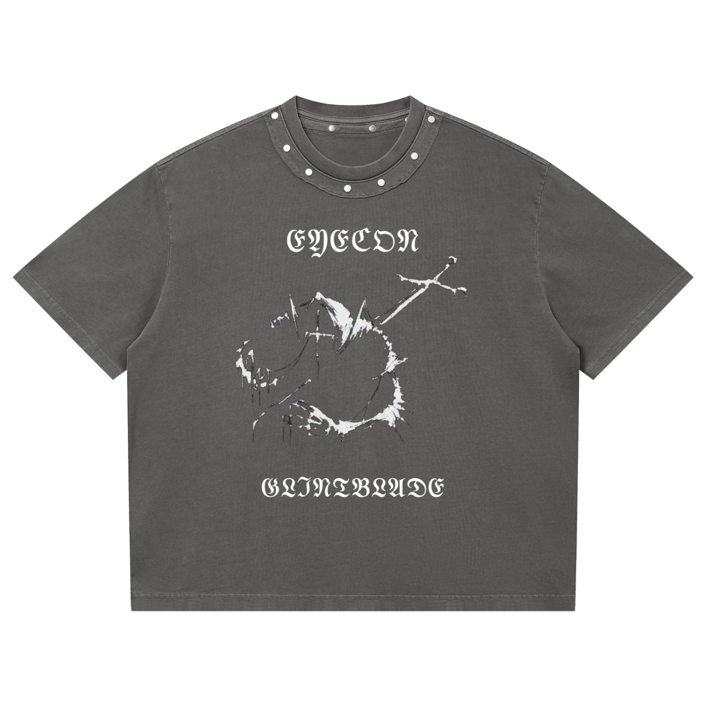 Unisex Washed Boxy Studded T-Shirt
