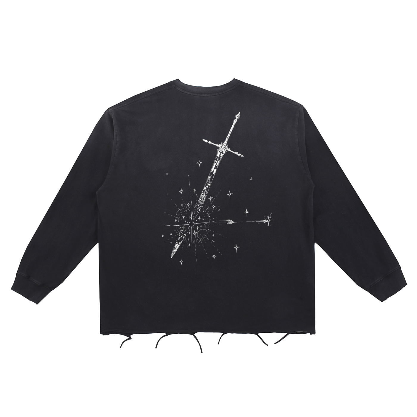 Snow Wash Raw Edge Cotton T-Shirt