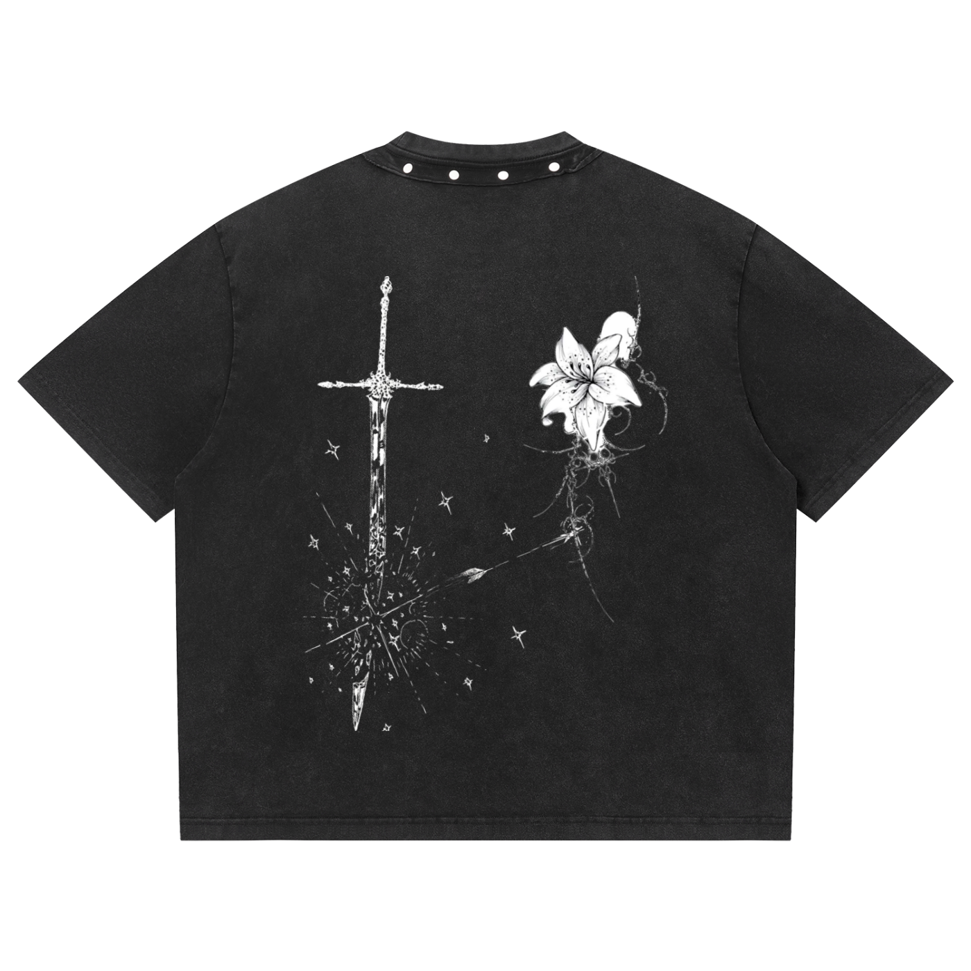 Unisex Washed Boxy Studded T-Shirt