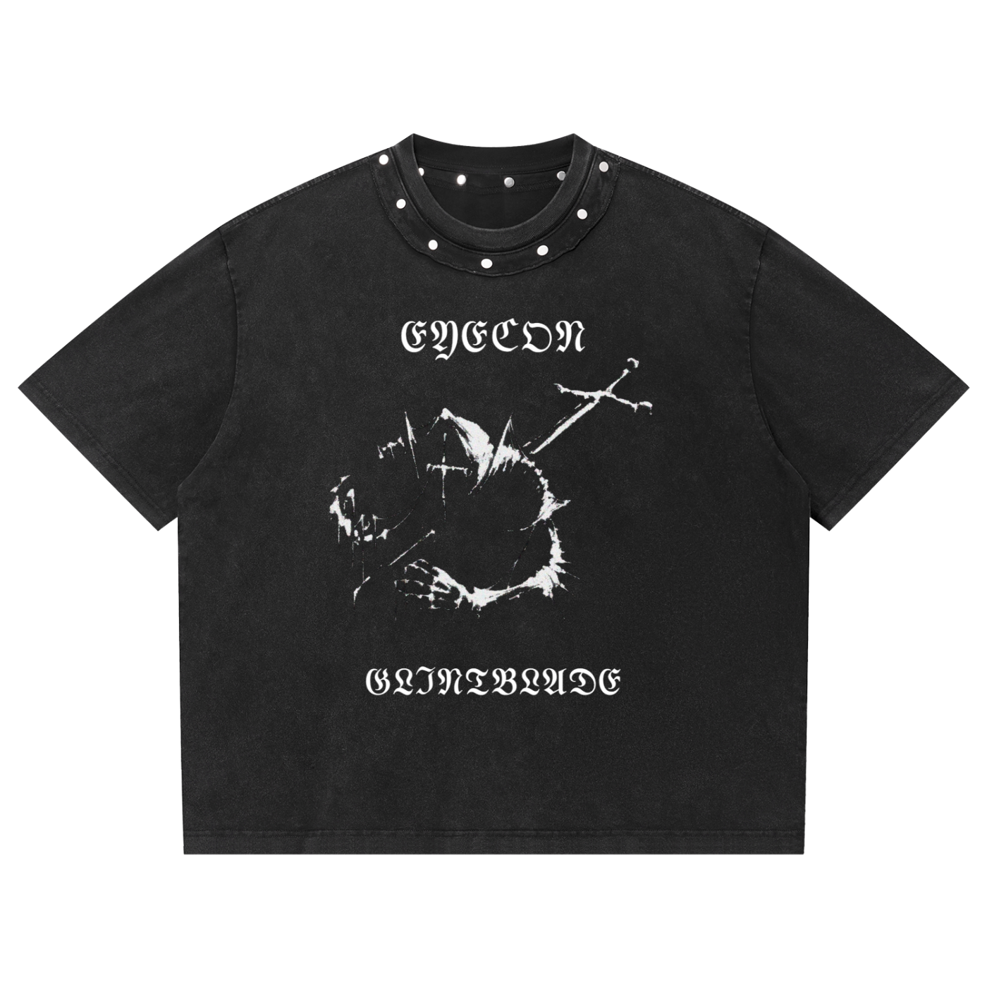 Unisex Washed Boxy Studded T-Shirt