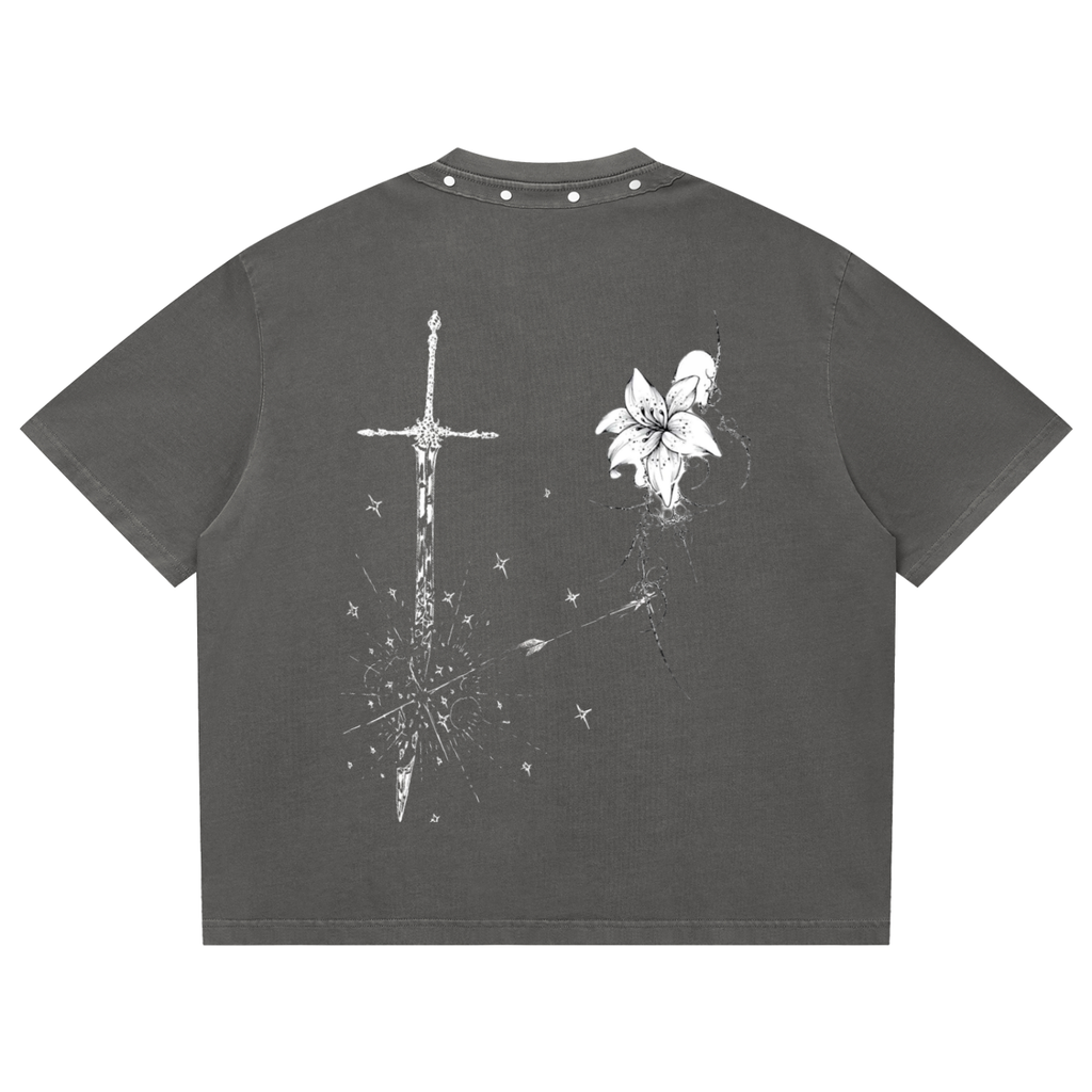 Unisex Washed Boxy Studded T-Shirt