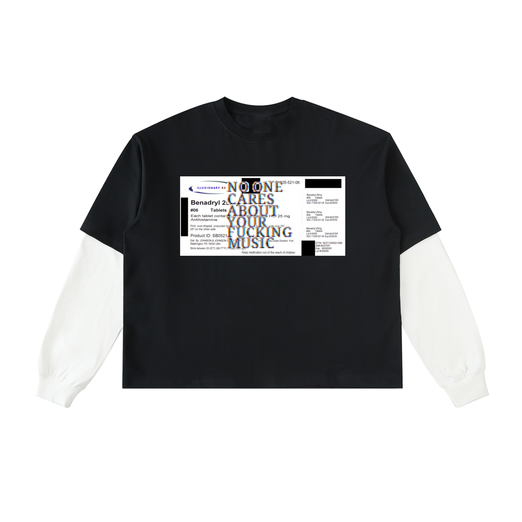 Layered Contrast Sleeve Cotton T-Shirt