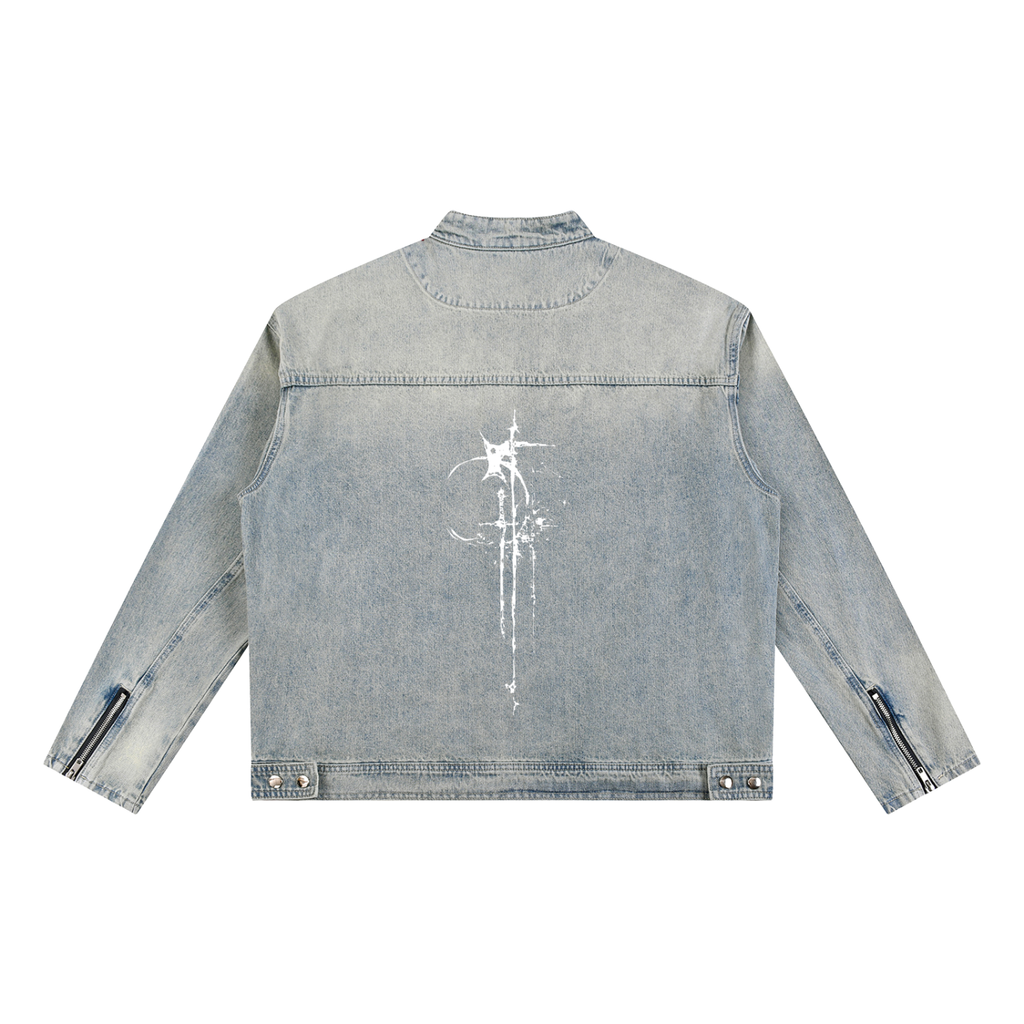 Vintage Wash Zip Denim Jacket