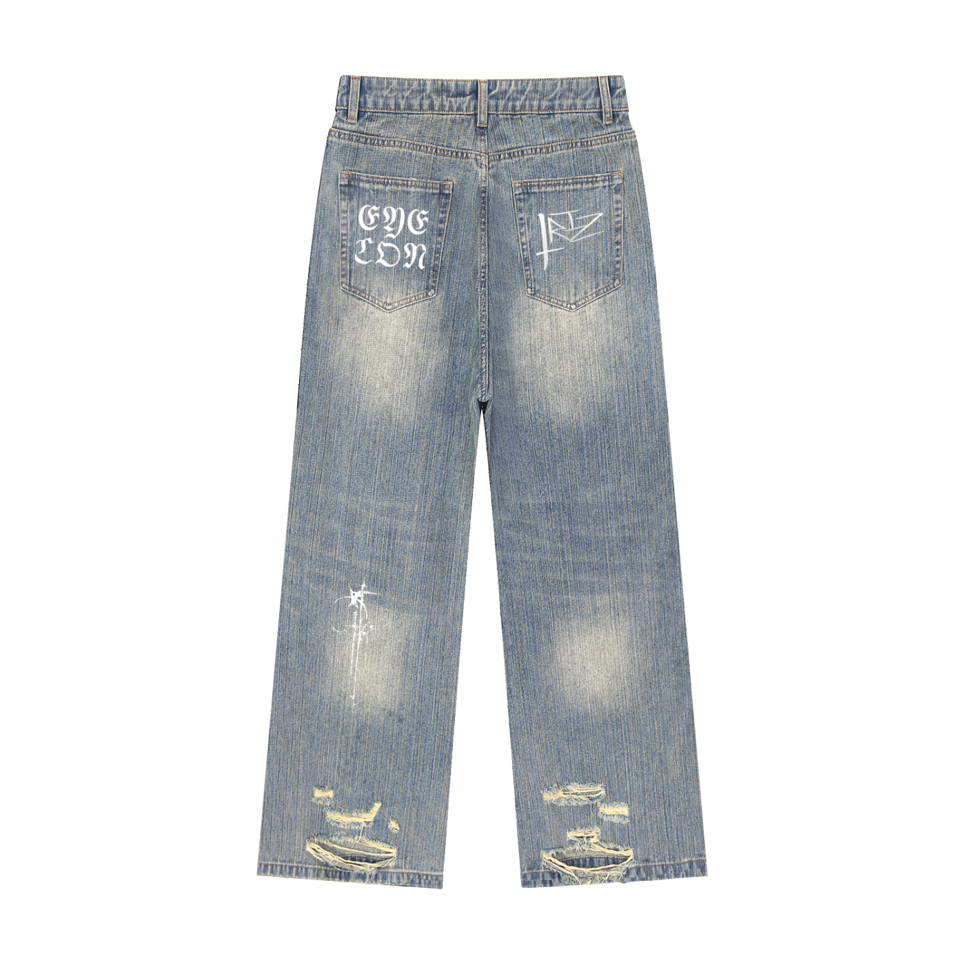 Vintage Wash Distressed Denim Jeans