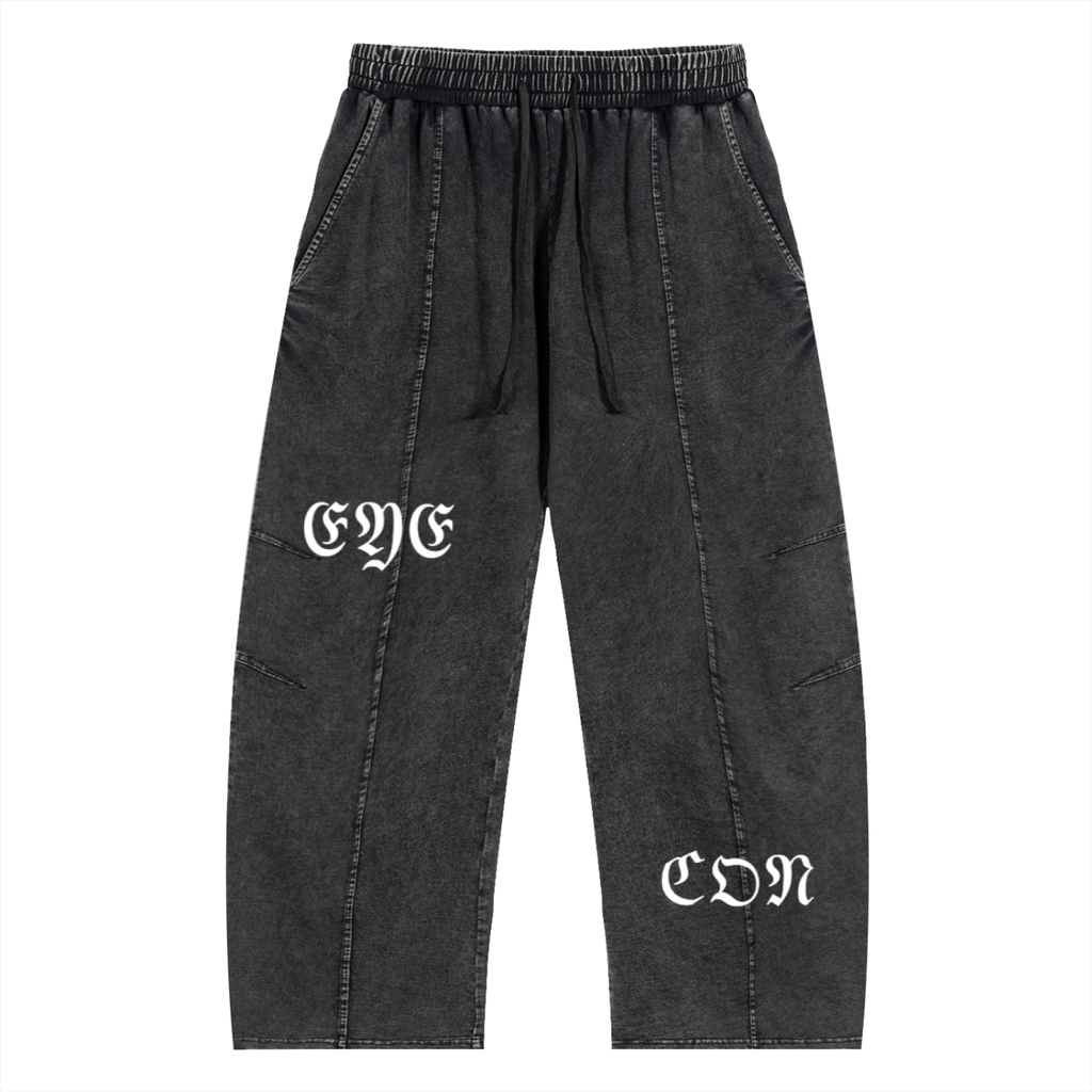 Snow Wash Drawstring Cotton Pants