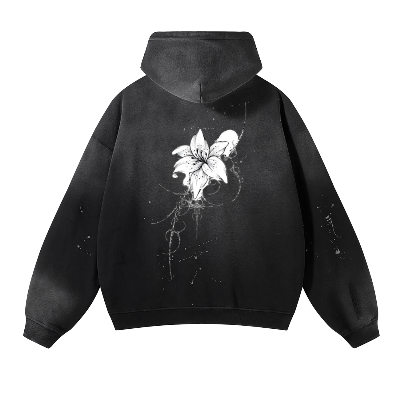 Vintage Washed Frayed Fleece Hoodie